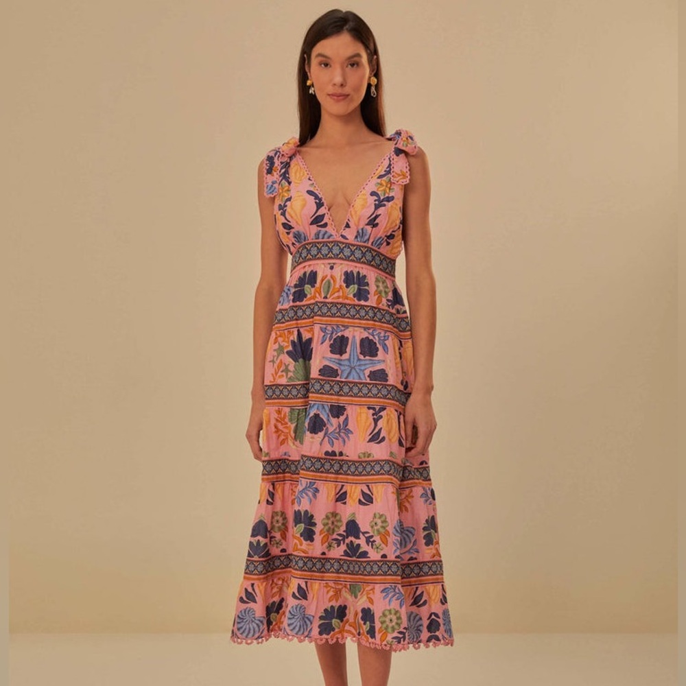 Farm Rio Seashell Tapestry Dress
